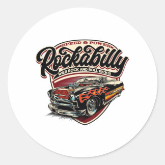 Rockabilly Hotrod Speed Flames - Po's Ronde Sticker