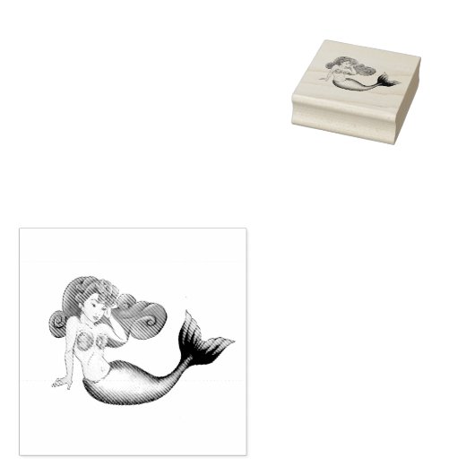 Rockabilly Mermaid Rubberstempel (Gestempeld)