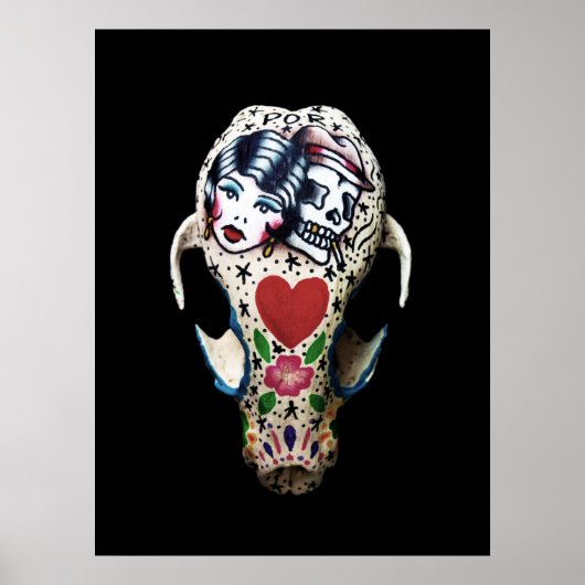 Rockabilly Painted Skull Poster (Voorkant)
