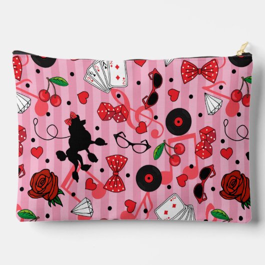 Rockabilly Patterned Pink Monogram Etui (Achterkant)