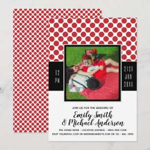 Rockabilly PHOTO Wedding RED Polkadots black Kaart