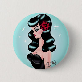 Rockabilly Pin Up Doll Ronde Button 5,7 Cm
