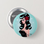 Rockabilly Pin Up Doll Ronde Button 5,7 Cm (Voorkant /achterkant)