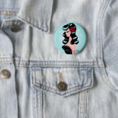 Rockabilly Pin Up Doll Ronde Button 5,7 Cm (In situ)