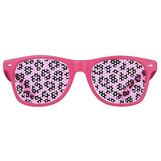 Rockabilly Pink Leopard Print Retro Retro Zonnebril (Voorkant)
