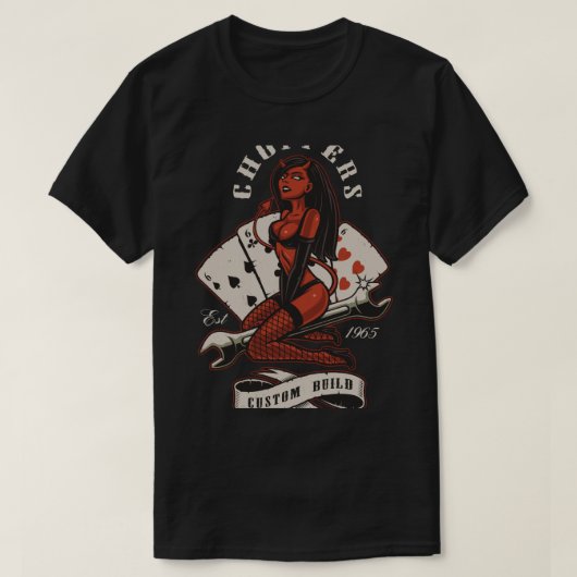 Rockabilly Pinup Duivel Meisje T-shirt (Design voorkant)