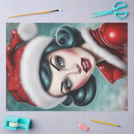 Rockabilly Pinup Kerst Decoupage Papier (Craft)