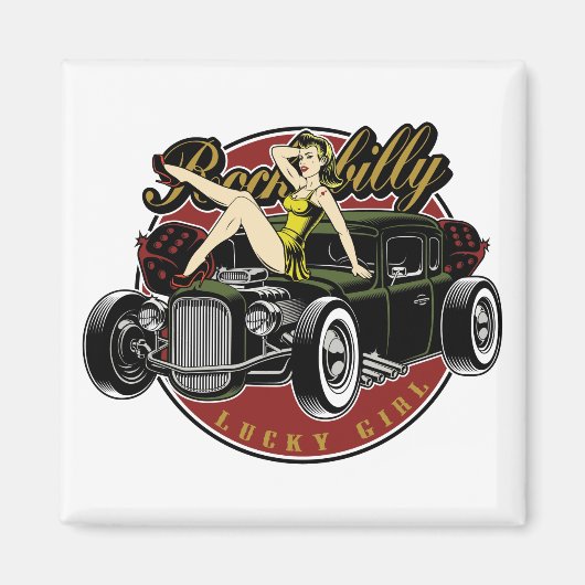 Rockabilly Pinup meisje magneet (Voorkant)