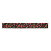 Rockabilly Polka Dots & Cherries op Black Satijnen Lint (Voorkant)
