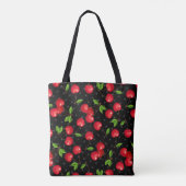 Rockabilly Polka Dots & Cherries op Black Tote Bag (Achterkant)