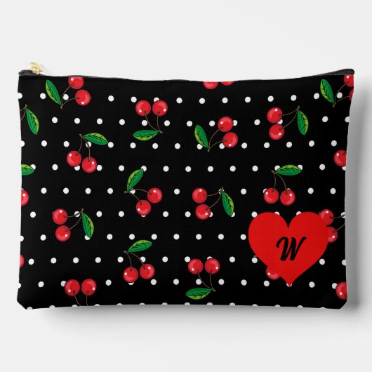 Rockabilly Polka Dots en Kersen Monogram Etui (Voorkant)
