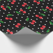 Rockabilly Polka Dots en Kersen Verjaardag Cadeaupapier (Hoek)