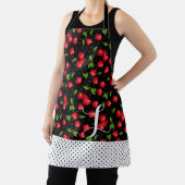 Rockabilly Polka Stippen Kersen Zwart Persoonlijk Schort (Insitu)