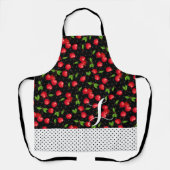 Rockabilly Polka Stippen Kersen Zwart Persoonlijk Schort (Voorkant)