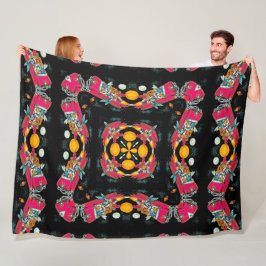 Rockabilly Psychedelic Alien Space Ride Mandala Fleece Deken