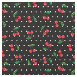 Rockabilly Red Cherries en Polka Dots 50s Patroon Stof