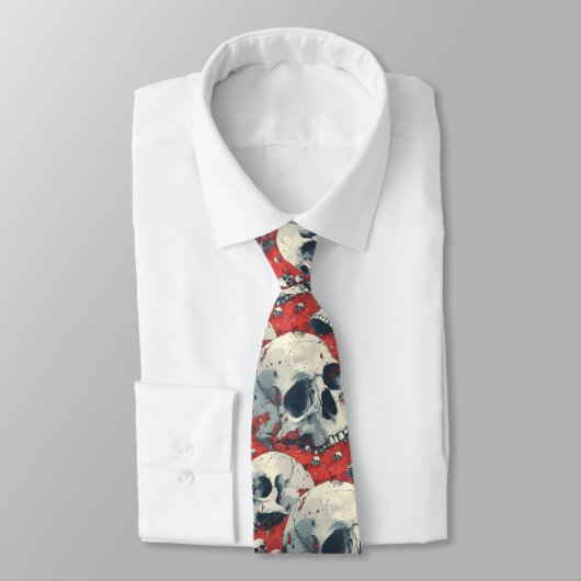 Rockabilly Red Skull Halloween Gothic Groomsman Stropdas (Gebonden)