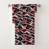 Rockabilly Retro Roller Skating Pattern Bad Handdoek (Insitu)