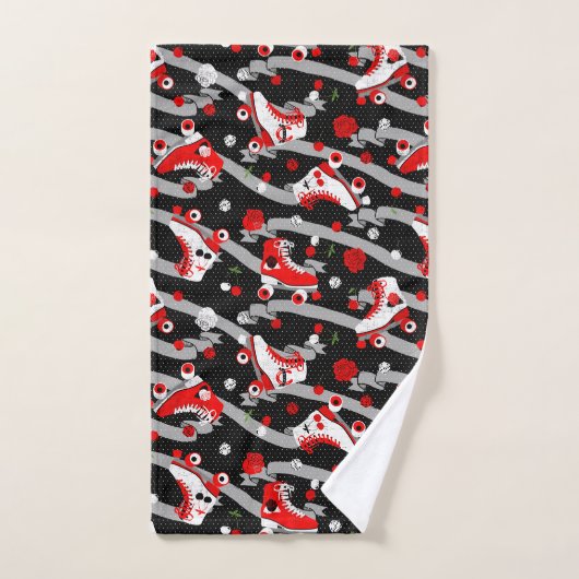 Rockabilly Retro Roller Skating Pattern Bad Handdoek (Handdoek)