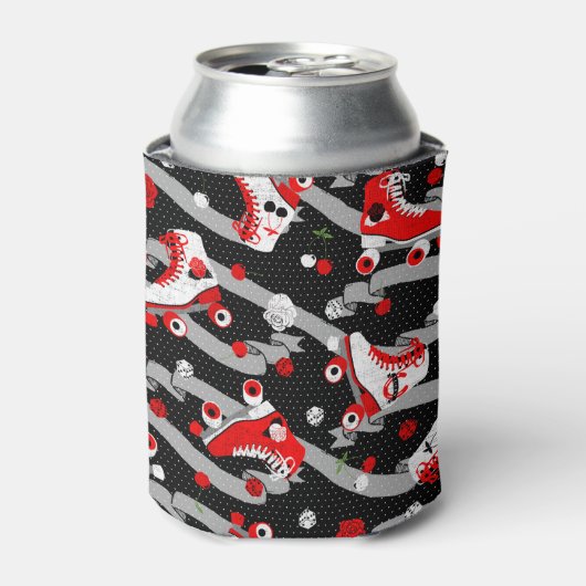 Rockabilly Retro Roller Skating Pattern Blikjeskoeler (Blikje Voorkant)