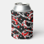 Rockabilly Retro Roller Skating Pattern Blikjeskoeler (Blikje Achterkant)