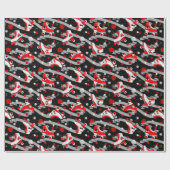 Rockabilly Retro Roller Skating Pattern Cadeaupapier (Vlak)