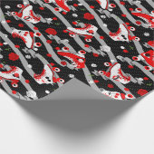 Rockabilly Retro Roller Skating Pattern Cadeaupapier (Hoek)