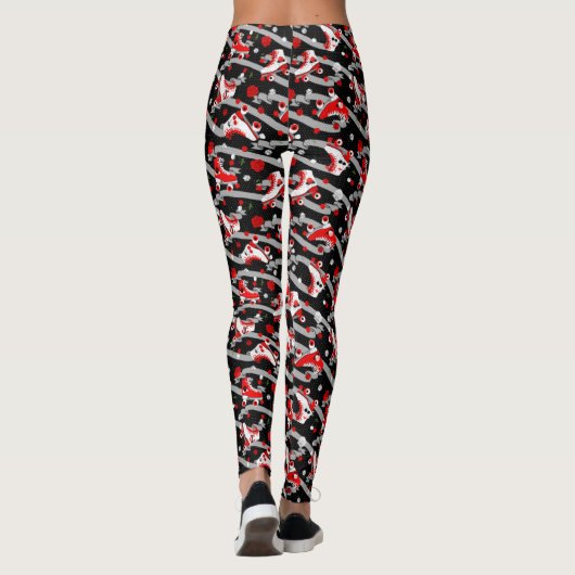 Rockabilly Retro Roller Skating Pattern Leggings (Achterkant)