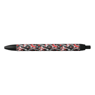 Rockabilly Retro Roller Skating Pattern Zwarte Inkt Pen