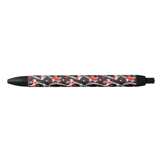 Rockabilly Retro Roller Skating Pattern Zwarte Inkt Pen (Voorkant)