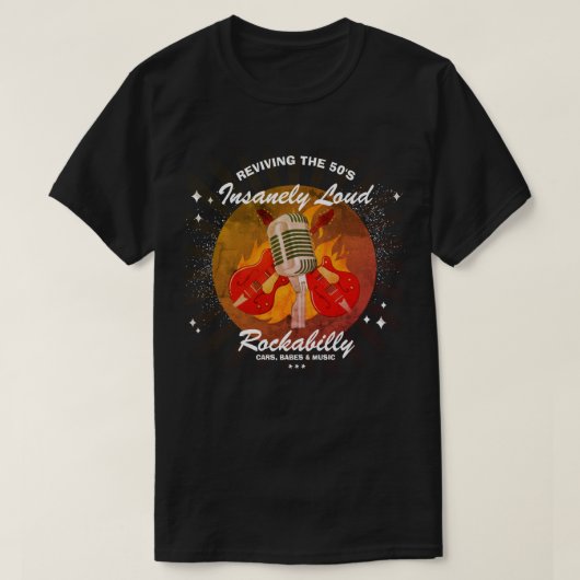 Rockabilly Reviving the 50's Guitars Mic Graphic T-shirt (Design voorkant)