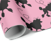 Rockabilly Rock and Roll Retro Zwarte Poedels Roze Cadeaupapier (Rol Hoek)