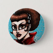 Rockabilly Ronde Button 5,7 Cm (Voorkant)
