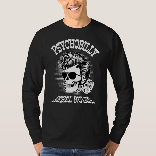 Rockabilly Skull Clothing Psychobilly Rocker Rock T-shirt (Voorkant)