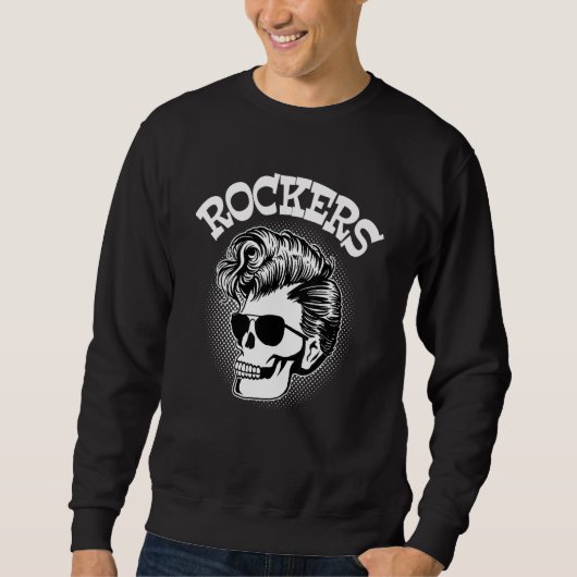 Rockabilly Skull Kleding Psychobilly Rock and Rol Trui (Voorkant)