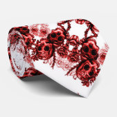 Rockabilly Skull & Rozen Tattoo op parelsatijn Stropdas (Opgerold)