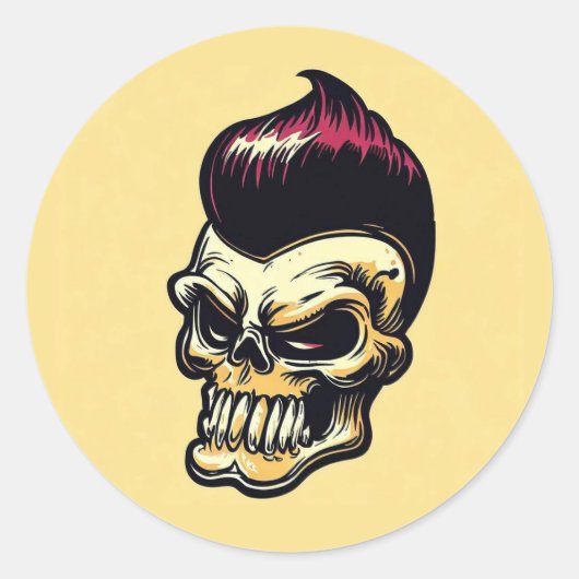 'ROCKABILLY SKULL'-Sticker Ronde Sticker (Voorkant)