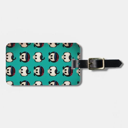 Rockabilly Skulls Pattern Bagagelabel (Voorkant horizontaal)