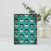 Rockabilly Skulls Pattern Briefkaart (Staand voorkant)