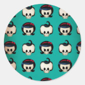 Rockabilly Skulls Pattern Ronde Sticker (Voorkant)