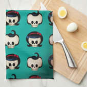 Rockabilly Skulls Pattern Theedoek (Quarter Fold)