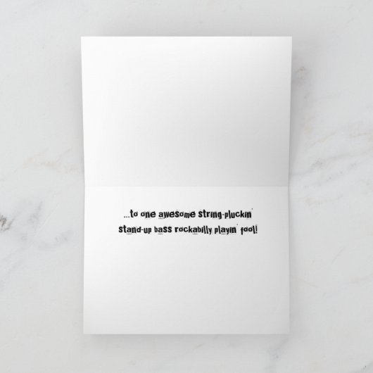 Rockabilly Stand-up Bass Player Verjaardag Kaart (Binnen)