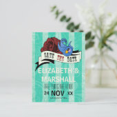 Rockabilly Swallow Tattoo Wedding RSVP Aankondigingskaart (Staand voorkant)
