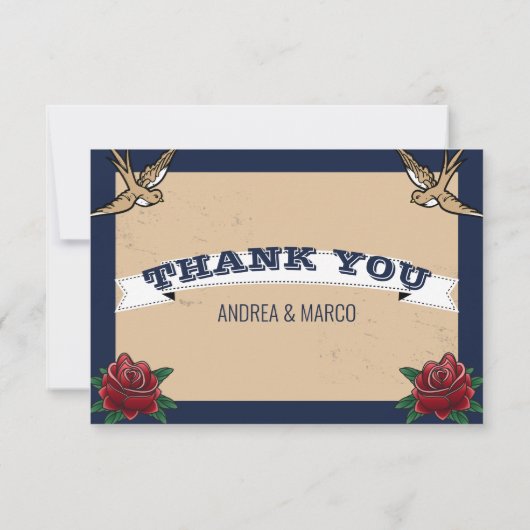 Rockabilly Tattoo Gotische bruiloft Bedankkaart (Achterkant)