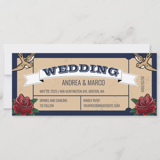 Rockabilly Tattoo Gotische bruiloft uitnodiging