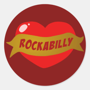 Rockabilly Tattoo Heart Ronde Sticker