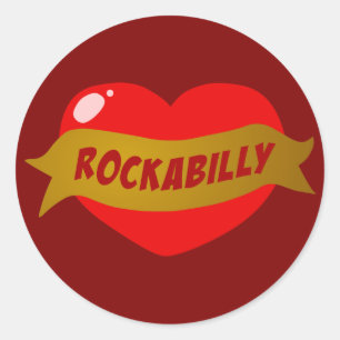 Rockabilly Tattoo Heart Ronde Sticker