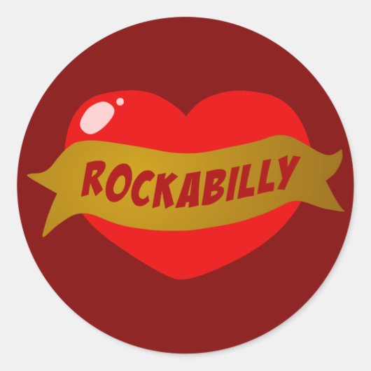 Rockabilly Tattoo Heart Ronde Sticker (Voorkant)