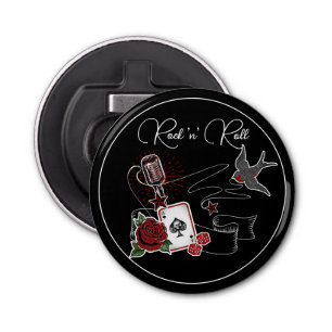 Rockabilly Tattoo microfoon Button Flesopener