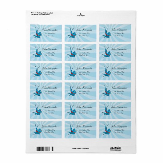 Rockabilly Tattoo Swallow Bird Labels (Full Sheet)